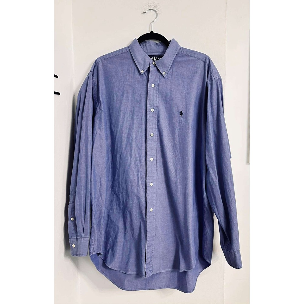 Ralph Lauren Yarmouth Classic Blue Oxford Dress Shirt Mens 16.5 35